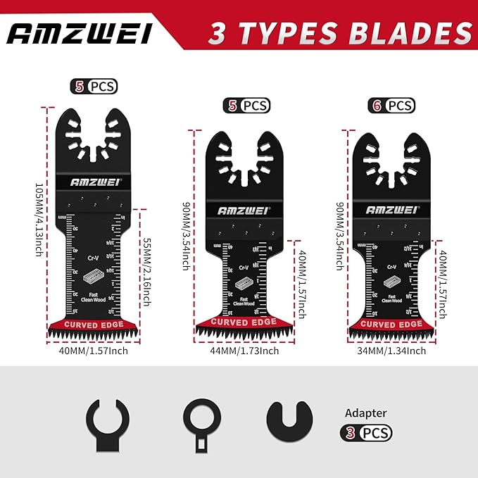 16PCS Japanese Teeth Oscillating Tool Blade, CRV Extra Long Multi Tool Blade Kits for Wood Clean Cutting, Universal Oscillating Saw Blades Fit Dewalt Bosch Milwaukee Ryobi