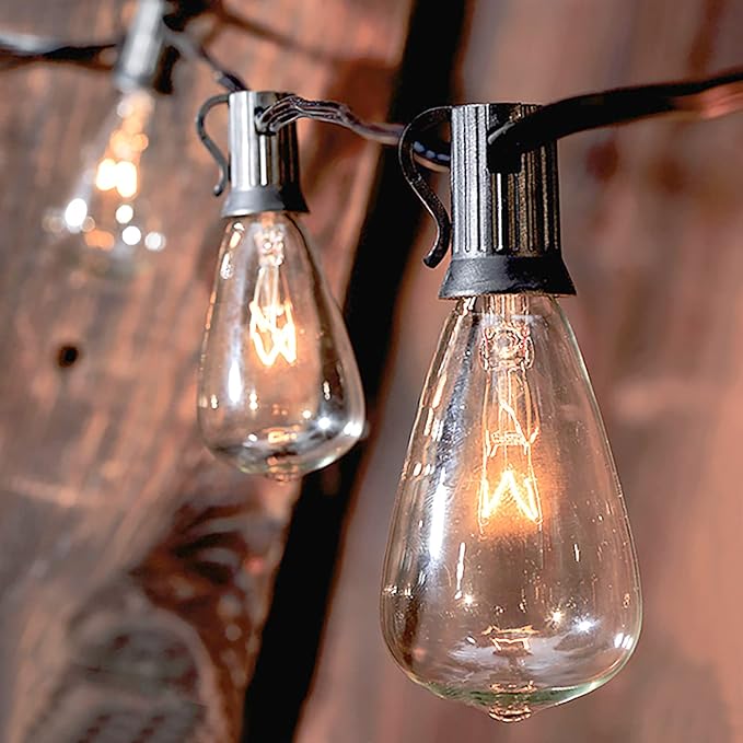 Abeja 10-Pack Edison Replacement Light Bulbs,7-Watt E12 Candelabra Base ST38 Replacement Clear Glass Light Bulbs for Outdoor Patio String Lights, Warm White