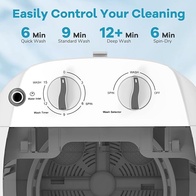 Giantex Portable Mini Washing Machine, 5.5 lbs Capacity Small Compact Laundry Washer with Spin Tub & Drain Hose, Semi-automatic Washer Machine for Apartment Dorms RV Home (Grey)