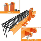 72 Inch 3 Point Tractor Rake, Pine Straw Needle Rake, Durable Powder Coated Steel Spring Landscape Rakes Fit for Cat0, Cat1, Orange