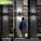 2 Pack Motion Sensor Dawn to Dusk Outdoor Light Fixture, Black Aluminum Exterior Lighting Fixtures with GU10 LED Bulbs, Up and Down Lights Outdoor Sconce Lights for Garage Porch Garden, ETL Listed