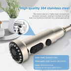 Hibbent Stainless Steels Pull Down Kitchen Faucet Head Replacement, 3 Function Sink Faucet Sprayer Head with 15 Adapters, Compatible with Moen, American Standard, Delta, Kohler Faucets, Brushed Nickel