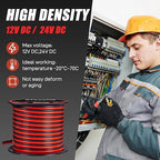 18Gauge 50FT Electrical Wire Cable Flexible Wire Extension Cord 18AWG Copper Clad Aluminum Copper Wire 2 Conductors Red Black Parallel Wire line Hookup LED Lighting Strips 12V/24V DC Cable