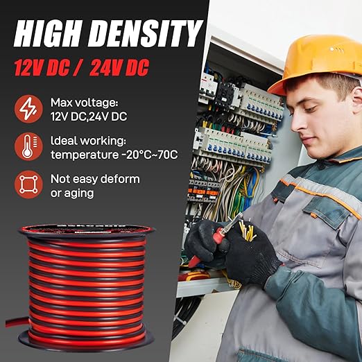 18 Gauge Wire, 18 AWG Electrical Wire Cable, 2 Conductors Red Black Wire, Copper Clad Aluminum(CCA) Flexible PVC Extension Cord for Speaker, Hookup LED Strips, Automotive 12V/24V DC (100FT)