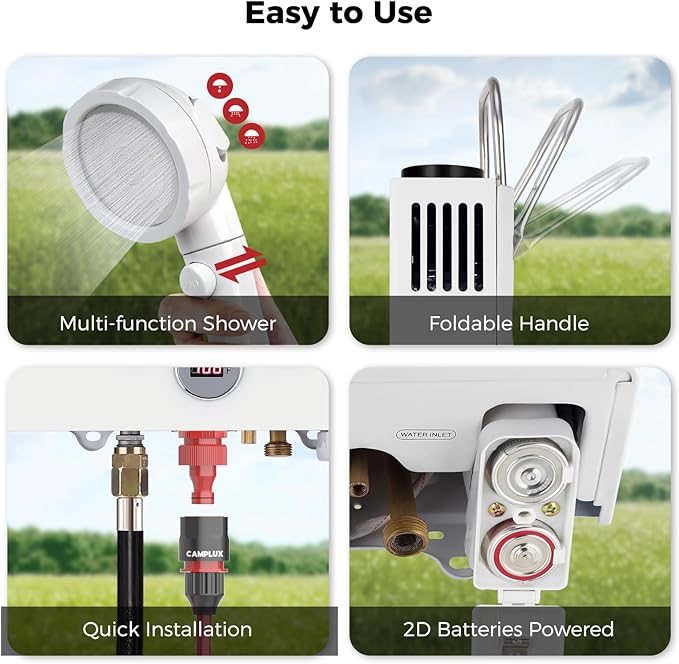 Portable Camplux Propane 1.58 GPM Tankless Gas, On Demand Water Heater, White