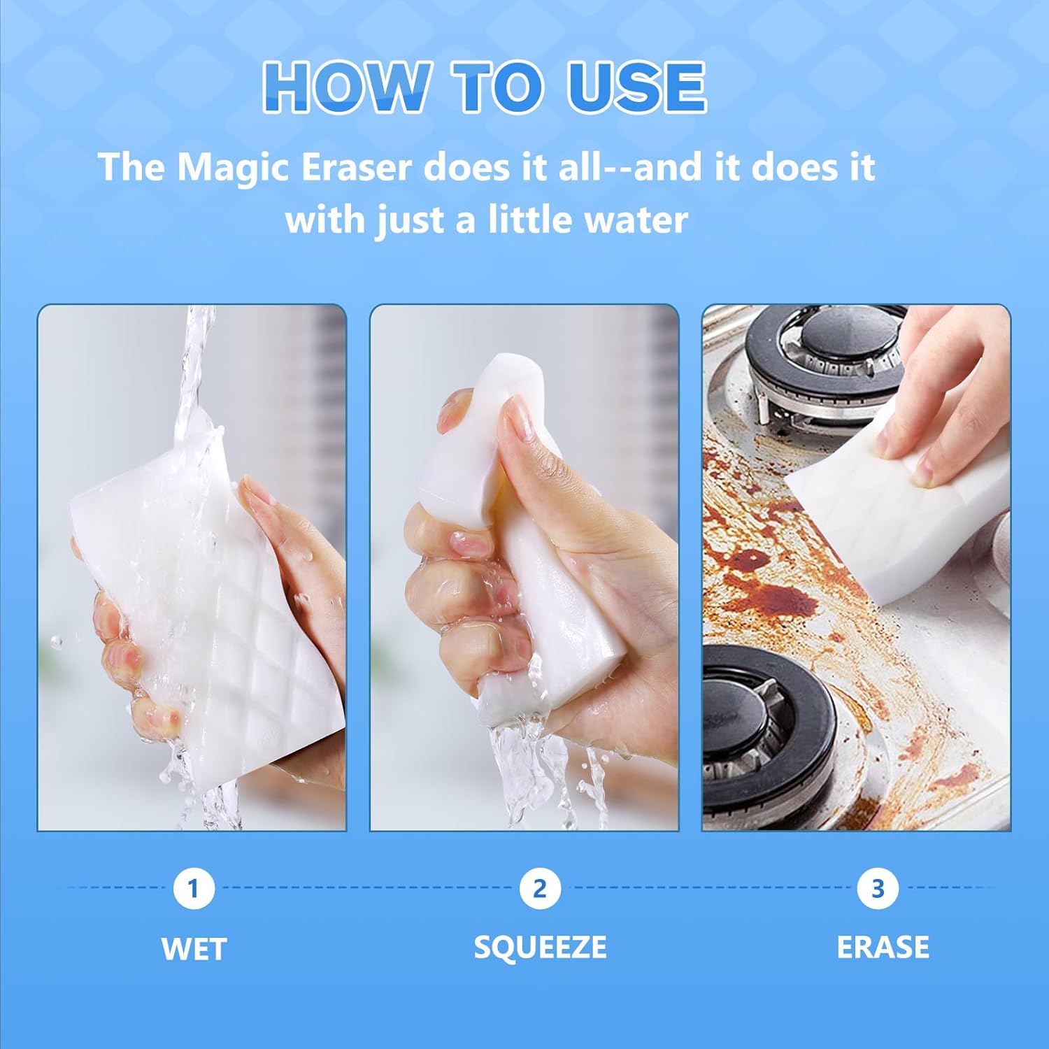 squish Magic Sponge Eraser, 36 Count Magic Cleaning Pads for Walls Oven, Kitchen, and Shoe Cleaner, Magic Erasers with Melamine Foam, Universal Cleaner