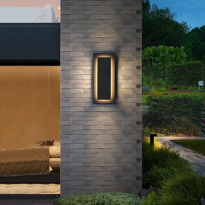 tewei 2 Pack Modern LED Outdoor Wall Lights, Black Exterior LED Wall Sconce Lighting Fixtures, Square Mini Indoor Wall Sconce, 360° Beam Angle, 3000K Warm White Outdoor Lights for House Porch