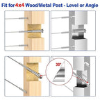 CKE 30 Pack 4"x4" Invisible Cable Railing Kits, T316 Stainless Steel 1/8" Invisible Receiver and Swage Stud End for Deck Cable Railing Hardware Threaded End Fitting for 2x2, 4x4 Wood/Metal Posts, CR31