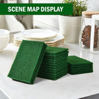 YoleShy 20 PCS Scouring Pad, Dish Scrubber Scouring Pads, 4.5 x 6 inch Green Reusable Household Scrub Pads for Dishes, Kitchen Scrubbers & Metal Grills