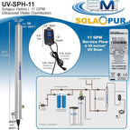 APPLIED MEMBRANES INC. Solapur Whole House Ultraviolet Water Purifier UV Sterilizer for Point of Entry Drinking Water Purification | 11 GPM | Helios Series UV-SPH-11