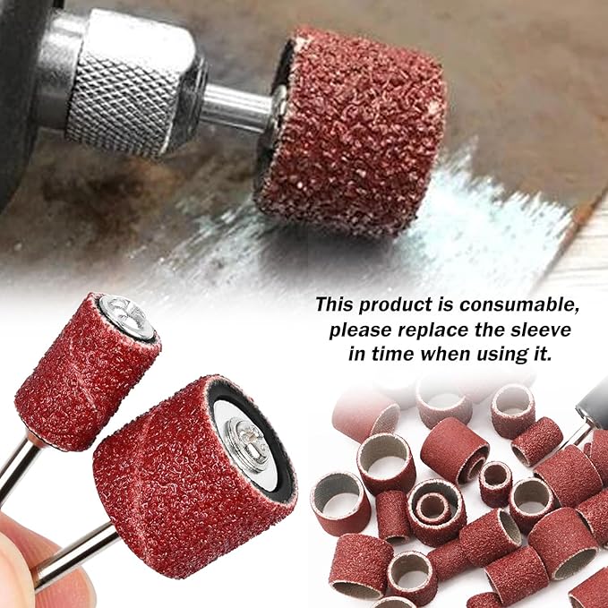 Sanding Drum Set for Dremel Rotary Tools-Includes 120 Aluminum Oxide Sanding Sleeves for Drum Sanders(120Grit) and 12 Drum Mandrels-Sanding Bits Tool Accessories with Box