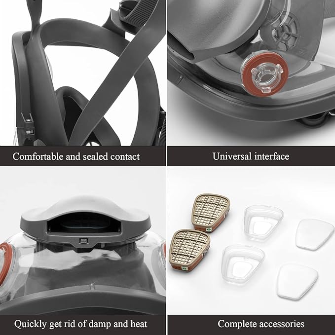 RANKSING Reusable Respirator Full Gas Mask Full 6800 with Filters for Dust, Asbestos, Chemicals while Painting, Spraying