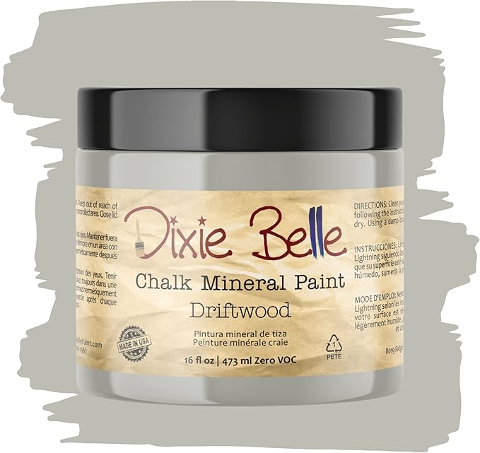 Dixie Belle Paint Company Chalk Finish Furniture Paint - Driftwood (16oz) - Matte Light Gray Chic Chalk Mineral DIY Furniture Paint