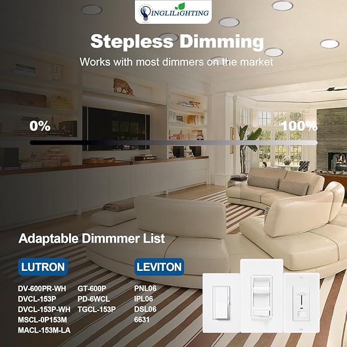 DLLT LED Recessed Ceiling Light: 24 Pack 8 Inch Brushed Nickel Recessed Lighting