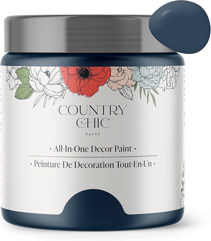 Country Chic All-in-One Chalk Paint for Furniture, Cabinets, Home Decor, Eco-Friendly, Matte Finish, Built-In Primer & Top Coat for Wood, Metal - Starstruck (Navy Blue) - 4 oz (118 ml)