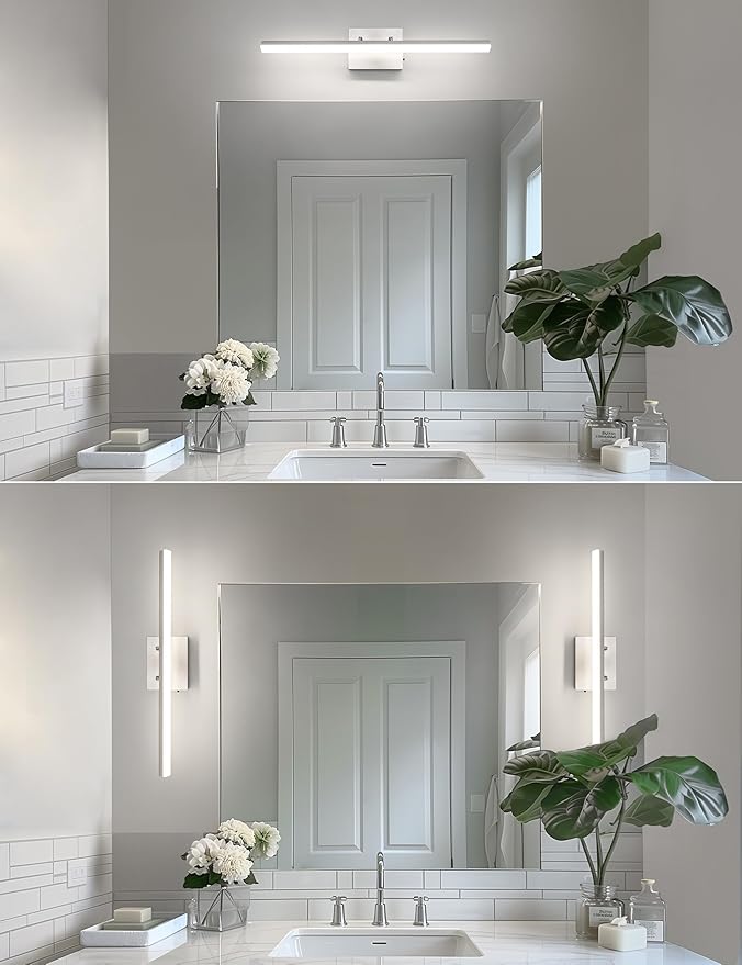 L LOHAS LED 23.6-Inch Bathroom Vanity Light Bar Over Mirror, Brushed Nickel Modern Bathroom Light Fixtures, 3CCT Adjustable LED Vanity Lights for Living Room Wall