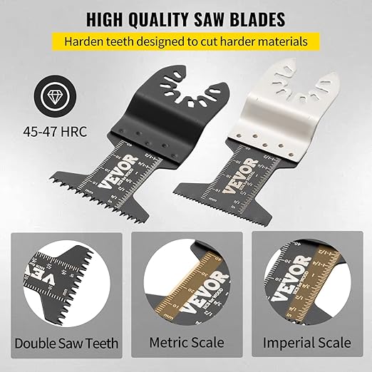 VEVOR 50 PCS Oscillating Saw Blades, Universal Quick Release Oscillating Saw Blades, Multitool Tool Blades for Wood Plastic Metal Nails, Compatible with Milwaukee Dewalt Dremel Fein Worx Bosch Makita