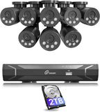 Loocam 4K Security Camera System 8CH H.265+NVR with 2TB HDD, 8pcs 8MP Wired PoE Camera System AI Human Vehicle Detection, Outdoor Indoor Home Camera System with Audio, Night Vision, 24/7 Recording
