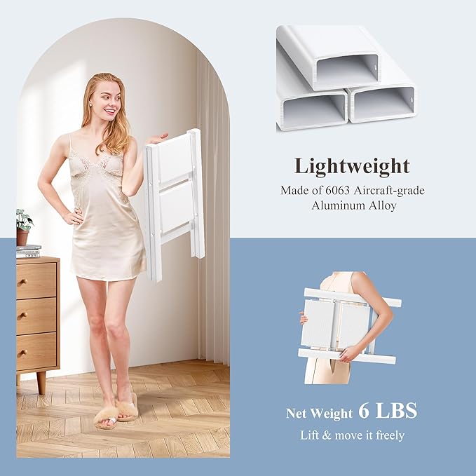 GameGem 2 Step Ladder, Folding Step Stool with Wider Pedal, Anti-Slip Feet & Non Slip Stripes, Aluminum Sturdy Material, 300Lbs Capacity, Elegant Look of Modern White Better Matches Your Home