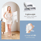 GameGem 2 Step Ladder, Folding Step Stool with Wider Pedal, Anti-Slip Feet & Non Slip Stripes, Aluminum Sturdy Material, 300Lbs Capacity, Elegant Look of Modern White Better Matches Your Home