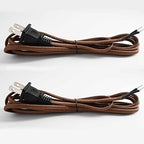 8 Feet Rayon Cloth Covered Replacement Lamp Cord with End Plug for Antique Lamp Repair DIY Project, SPT-1 Electric Wire,18 AWG, Stripped Ends,2 Pack,Brown Color