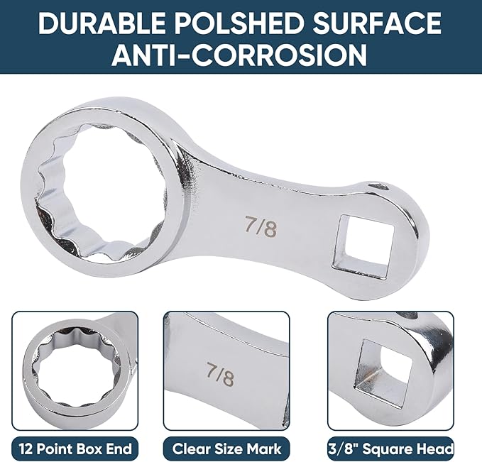 9-Piece Torque Adapter Set - 12-Point Box End Torque Adapter Extension Set - 3/8-Inch Drive for Hard to Reach Places - Includes 3/8", 7/16", 1/2", 9/16", 5/8", 11/16", 3/4", 13/16", 7/8"