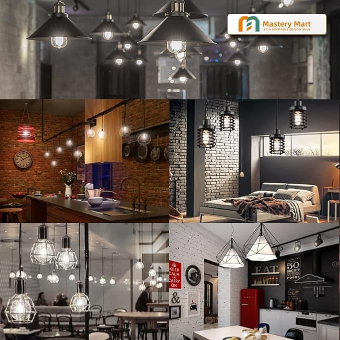 MASTERY MART 24 Pack Vintage LED Edison Bulbs, E26 Led Bulb 5.5W Equivalent to 60W, Dimmable, Soft White 2700K, High Brightness ST58 Antique LED Filament Bulbs, Clear Glass