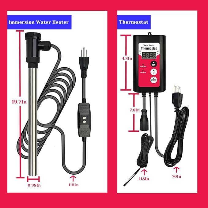 3500W Immersion Water Heater Portable Electric Large Swimming Pool & Hot Tub Fully Submersible Water Heater with Thermostat, GFCI Leakage Protection for Bathtub, baptismal pool,inground pool