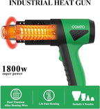 1800W Heat Gun with LCD Digital Display, Variable Temperature Control 122℉-1202℉（50℃- 650℃）with 4 Nozzles for Crafts, Vinyl Wrap, Shrink Tubing (SG-1004E)
