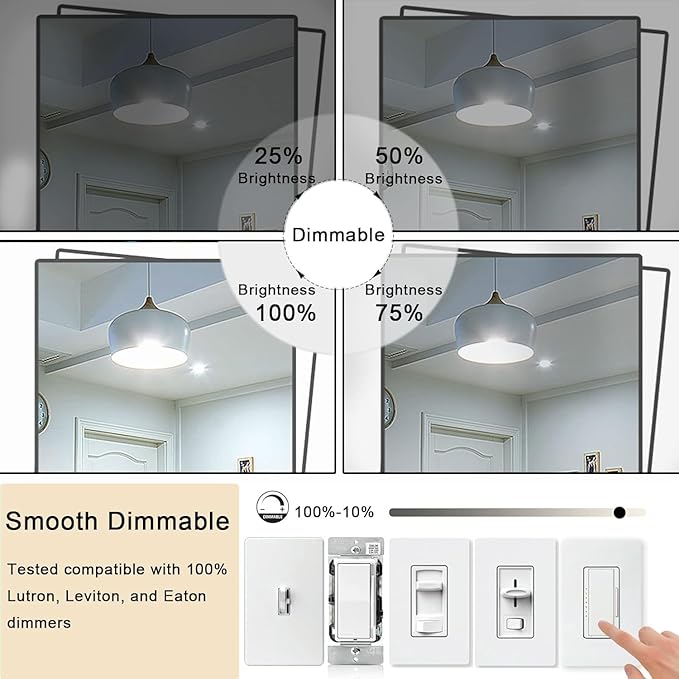 5 Inch Edison Bulb, 5000K Daylight White E26 Led Bulb 6W Dimmable, 800LM T10 T9 Bulb Clear Glass Tubular Light Bulbs, AC 120V Equal 80 Watt Bulbs for Chandelier Pendant Wall Light - 6Pack