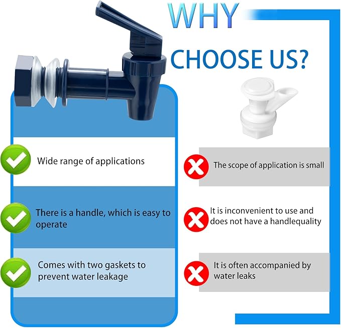 Replacement Cooler Faucet Water Bottle Jug,Water Dispenser Tap Set,BPA-Free Plastic Spigot Spout Water Beverage Lever Pour Dispenser Valve,Water Crock Tap (4 Blue)
