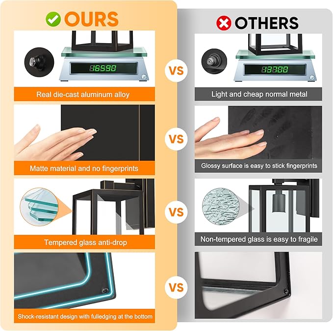 PARTPHONER Black Exterior Light Fixtures Wall Mount with Gold Rim, Dusk to Dawn Outdoor Porch Lights Lamp, Sensor Wall Sconce, Waterproof Outdoor Lantern for House Doorway, Garage 2 Pack