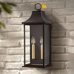 21in Large Dusk to Dawn Outdoor Wall Lights for House, Exterior Lighting Fixtures Dusk to Dawn Outdoor Lighting with Glass, Waterproof Brown Porch Sconces for Porch, Patio, Garage, E12 Base