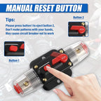 BOJACK 40A Audio Inline Circuit Breaker Reset Fuse Holder 12-24V DC Manual Reset Fuse Holder 3-15 AWG Overload Protection for Car Audio Sound Amplifier System RV Marine Boat Truck Solar Inverter