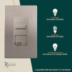 TOPGREENER Digital Dimmer Light Switch for 200W Dimmable LED/CFL Lights, Single Pole/3-Way LED Slide Dimmer Light Switch, Neutral Wire Not Required, UL Listed, TGSDS3-NK, Nickel, 1 Pack