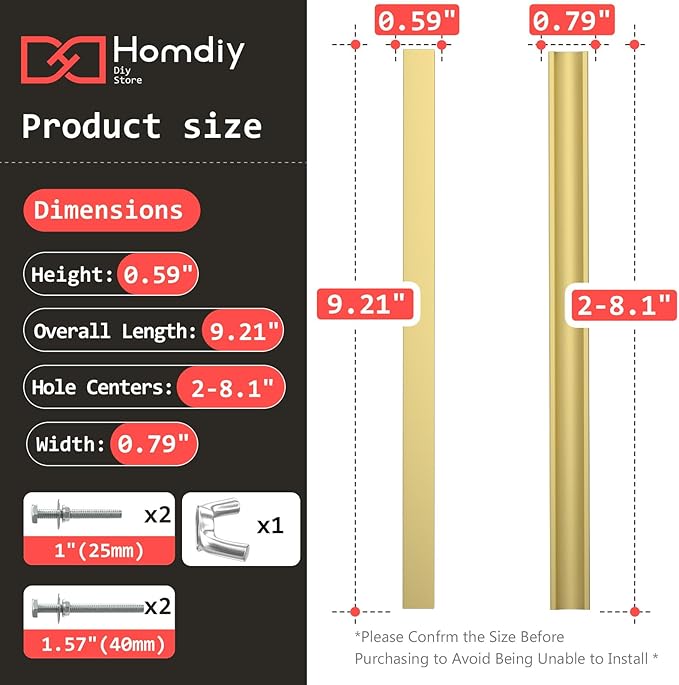 homdiy 25 Pack Adjustable Brushed Brass Cabinet Pulls 2" to 8.8" (51-224mm) Adjustable Hole Distance Drawer Pulls