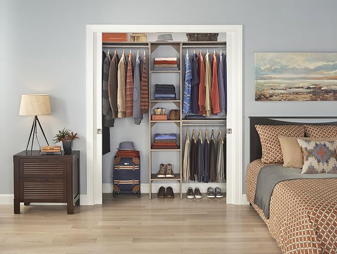 ClosetMaid 1951140 SuiteSymphony 16-Inch Closet Organizer with Shelves, Natural Gray