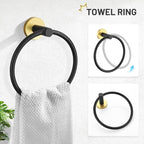 TURS Black and Gold 5 Piece Bathroom Hardware Set, SUS304 Stainless Steel Gold Black Towel Bar Set, 24 Inch Rould Bathroom Accessories Kit Wall Mounted