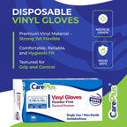 CARE PLUS Vinyl Gloves Clear Medium Size 100 Count | Heavy Duty, Non-Sterile, Powder-Free, Latex-Free Rubber | Food Prep, Kitchen & Cleaning Gloves, Ideal for Professional Use