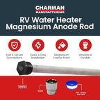 Flexible Water Heater Magnesium Anode Rod 3/4 Inch NPT Thread Hex Plug | Collapsible Anode Rod For Hot Water Heaters Tank | 4 Segmented Rods 44" Long