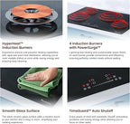 Rangaire RCI301S 30" Induction Cooktop, 8100W, 4 Burners, Built-in Stove Top, Booster & Timer, 9 Power Levels, Slide Touch Control, Child Safety Lock, 240V Hard Wire, Ceramic Surface