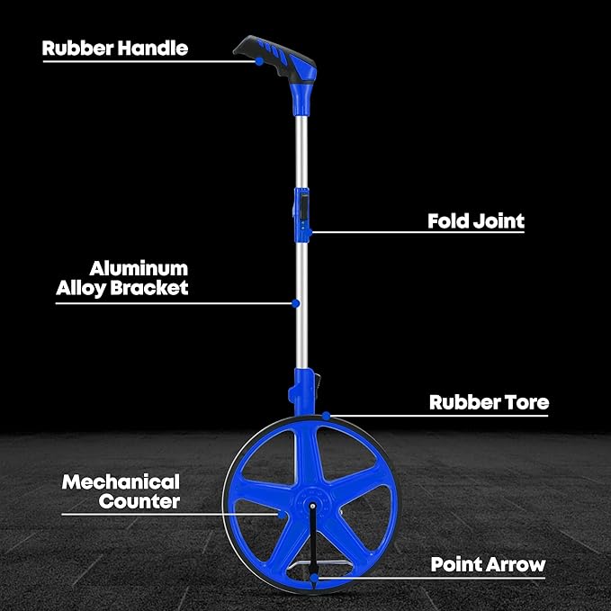 SILVEL 12 Inch Measuring Wheel, MAX9999FT Measuring Wheel in Feet and Inches, One key to Zero Rolling Tape Measuring Wheels, Blue