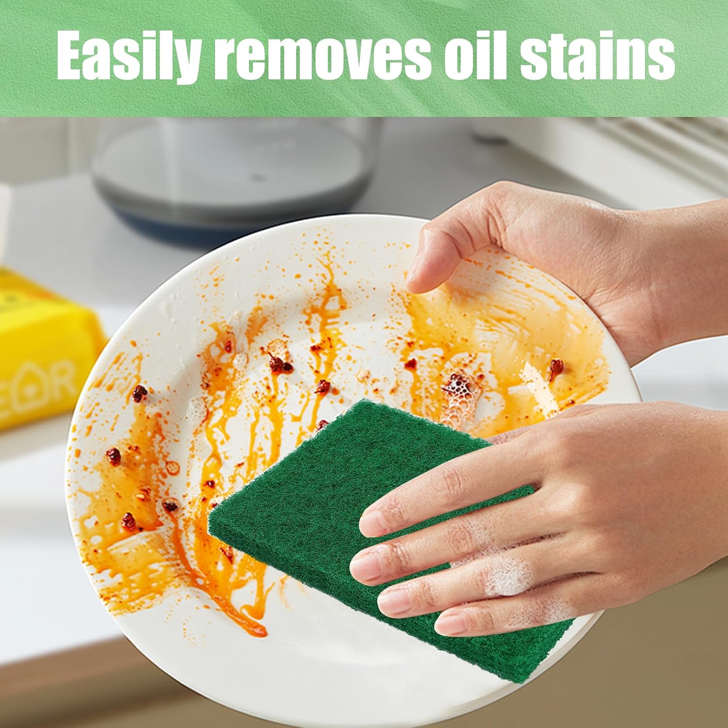 80 Pcs Heavy Duty Scour Pads,Scouring Pads,4 x 5.95 inch Scrubbing Pads for Metal Grills & Kitchen Scrubbers,Non-Scratch Reusable Dish Scrubbing Pads for Kitchen Dishes Sink Bathtub(Green)