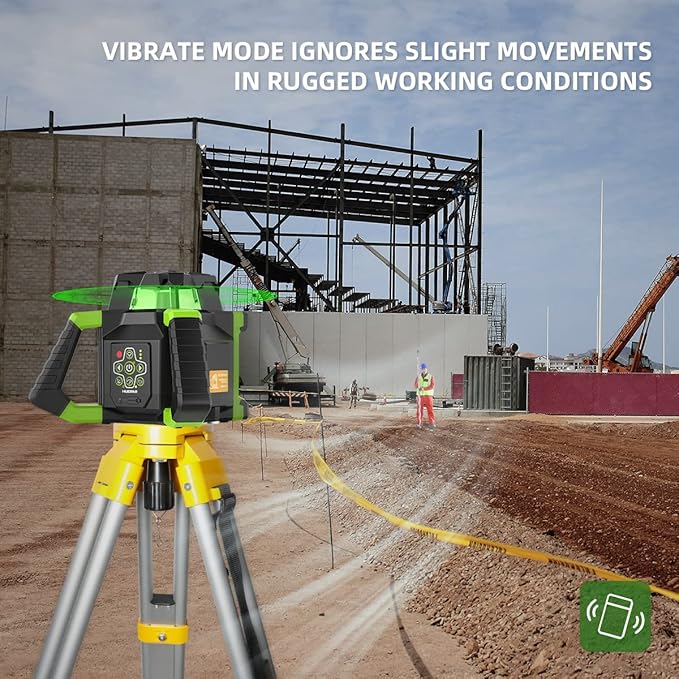 Huepar Electronic Green Rotary Laser Level + Plumb Points, Self-Leveling Horizontal/Vertical Rotary Laser Kit 800M W/Goggles, Receiver, Target Plate, Remote Control, Li-ion Battery & 5V2A Adapter