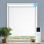 Motorized Blinds with Remote Cordless Automatic Motorized Shades Custom Blinds for Windows Smart Curtains Compatible with Alexa Google Home(Light Filtering Jacquard White,W42 x H72in)