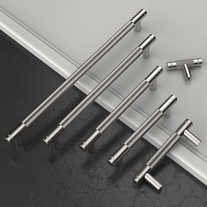 Amerdeco 10 Pack 2 Inch Brushed Satin Nickel Cabinet Knobs Single Hole Cabinet Pulls Dresser Knobs Round Drawer Knobs and Pulls for Bathroom Cabinets ZH0040