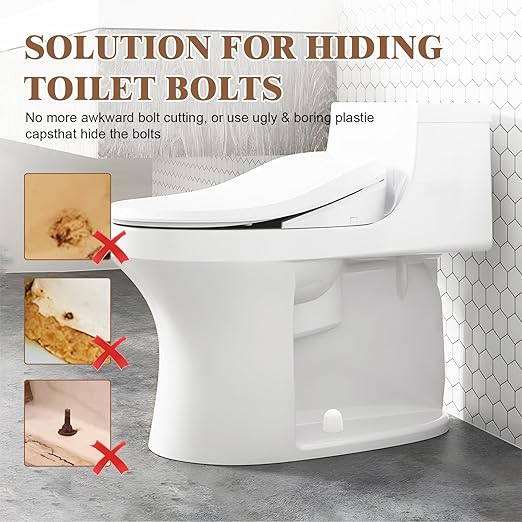 8 pcs White Toilet Bolt Caps, Toilets Bolt Covers Decorative, 1.46IN Height Toilet caps for Bottom of Toilets, No Need to Cut The Bolts and No Tools Required