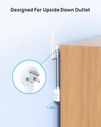 TROND Flat Outlet Extender with 6 Inch Cord for Upside Down Socket, Flat Plug Extension Outlet Splitter Adapter, Electrical 3 Way Wall Plug Extender for Cruise Travel Home Office Dorm Room, White