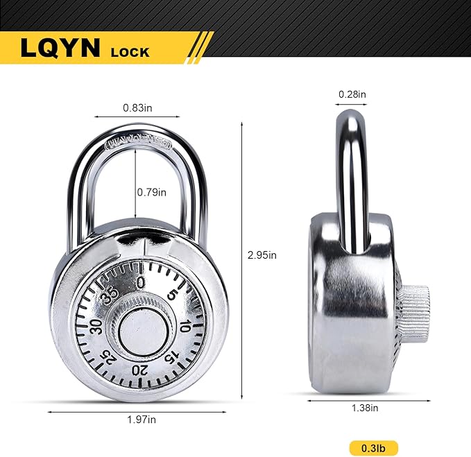 Combination Lock, LQYN Standard Dial Combination Lock, Pack of 48; Silver Turnplate, 2 in. Wide, Fixed Three Digital Combination, for School, Gym & Locker, Toolbox, Gate
