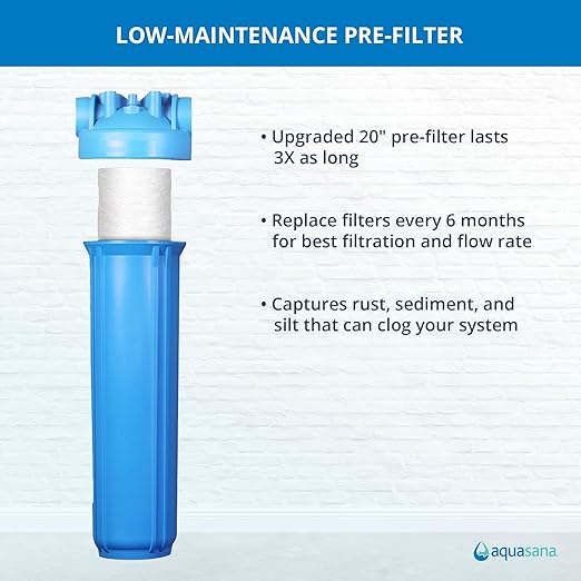 Aquasana Whole House Max Flow Water Filter | 1,000,000 Gallons | Salt-Free Softener Alternative | Carbon & KDF | Long-Lasting Pre-Filter | Reduce 97% Chlorine, Sediment & Scale | Rhino WH-1010-CT-LM